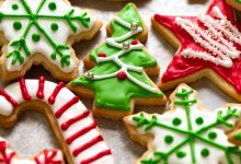 Close up of colourful Christmas Cookies