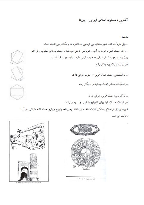 دانلود جزوه آشنایی با معماری اسلامی ایرانی – پیرینا pdf